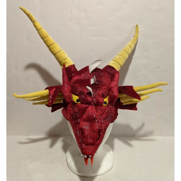 elope Costumes Red Dragon Costume Mask Head Stuffed Plush Horns